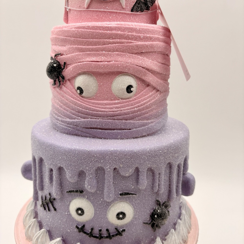 Halloween Pink Pastel Halloween 3-Tier Faux Cake Pinkoween Purple Monster Decor - Picture 3 of 8